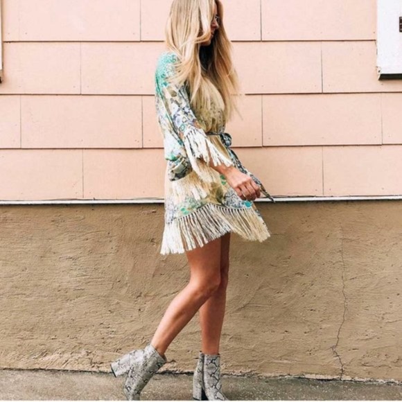 BOHO chic Tassel love Floral Mini Dress - Picture 3 of 6